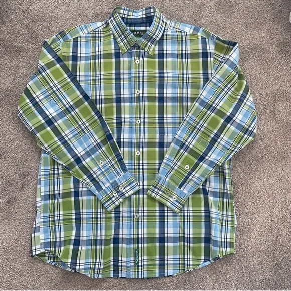 ORVIS Heritage Wash Mens Button Down Long Sleeve Multicolor Plaid Shirt Sz L - Picture 2 of 10